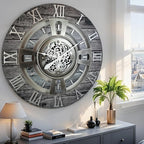 The Gears Clock Real Moving Gear Wall Clock England Line (Carbon Grey, 36 inches (90 cm))