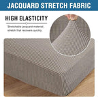 H.VERSAILTEX Super Stretch Individual Seat Cushion Covers - Sofa & Couch Cushion Slipcover Sets - Thick Jacquard Textured Twill Fabric (3 Piece XL Sofa Cushion Covers, Taupe)