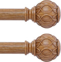 2 Pack Wood Curtain Rods for Windows 66 to 120 Inch,1 Inch Adjustable Curtain Rod Set,Heavy Duty Curtain Rods,Wooden Netted Texture Drapery Rods,Single Window Curtains Rods 66-120",Brown Wood