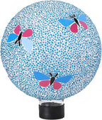 VCUTEKA Gazing Ball, 8" Glass Gazing Balls Sphere for Garden Lawn Outdoor Ornament Yard Decorative, Butterfly