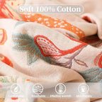 Boho Throw Blanket for Bed - 100% Pure Cotton Ultra Soft Rustic Quilt - Farmhouse Decor Bed Blankets, All Season Rustic Throw for Sofa Couch Chair(91''x 98'', Floral)