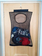 ALYER Breathable Mesh Laundry Hamper,Foldable Hanging Closet Storage Basket,Portable Space Saving Dirty Clothes Bag (Black)