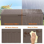 100 Gallon Deck Box Large Outdoor Storage for Patio Furniture,Outdoor Cushions,Garden Tools and Pool Supplies,Waterproof,Resin,Lockable(Grey)