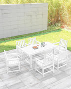 HDPE Outdoor Dining Table, 66.9” Rectangle Patio Dining Table for 6, All-Weather HDPE Outdoor Table with 2.2” Umbrella Hole, HDPE Patio Furniture for Deck, Backyard, Garden, Pool, Pearl