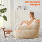 Bean Bag Chair for Adults with Pillow,Oversized Bean Bag Couch for Adults Chairs,Giant Lazy Couch Sofa Chairs with Filler,Large Reading Chair for Living Room Bedroom,Apricot