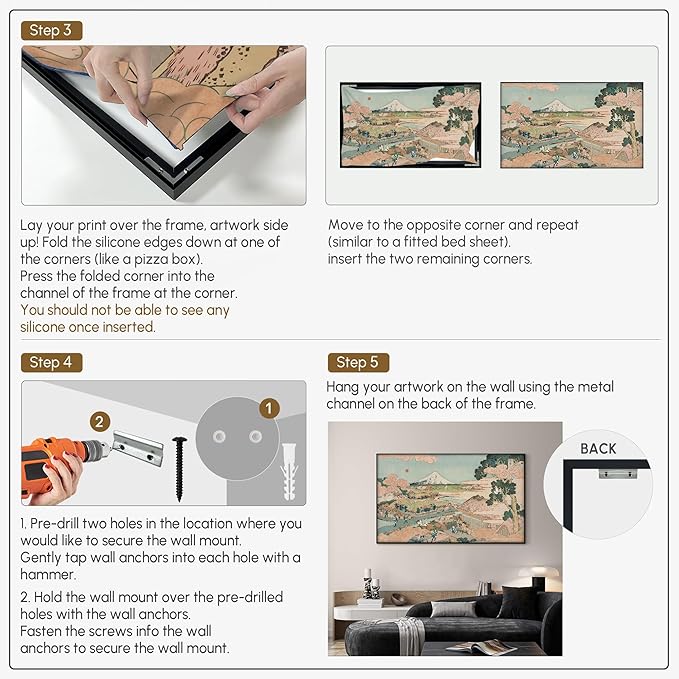 SIGNWIN 30"x60" Extra Large Framed Wall Art Japanese Ukiyo-e Landscape, Timeless Mt. Fuji Scene for Zen-Inspired or Asian-Style Interiors for Home Living Room Bedroom Decor (Frame Assembly Required)