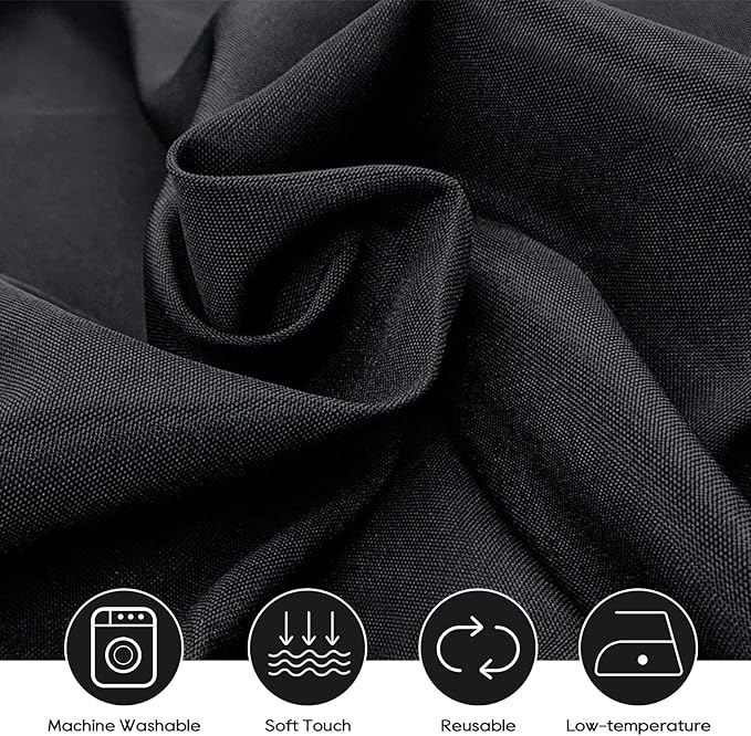 Surmente 5 Pack Black Tablecloth 90 x 156-inch Rectangular Polyester Table Cloth for Weddings, Banquets, or Restaurants
