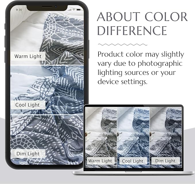 jinchan Boho 100% Cotton Muslin Blanket 3-Layer Queen Size 80x90 Inches Geometric Blue Lightweight Reversible Soft Cozy Comfy Throw for Couch Sofa Bed Coverlet Quilt Large Blanket Bedroom All Seasons