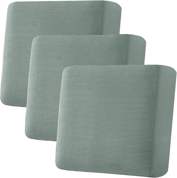 H.VERSAILTEX Super Stretch Individual Seat Cushion Covers - Sofa & Couch Cushion Slipcover Sets - Thick Jacquard Textured Twill Fabric (3 Piece XL, Sage)