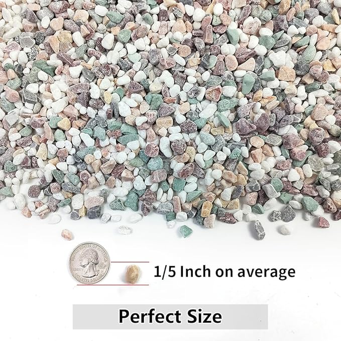 5LB Succulent and Cactus Gravel Pebbles, 1/5 Inch Natural Decorative Polished Stones, River Rocks for Vases Gardening Indoor and Outdoor Decorative Rocks, Colorful