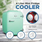 IBMF4MNT Fridge for Bedroom, Skincare, Portable Cooler & Warmer for Makeup, for Office & Home Refrigerator, Mini (4 L / 6-Can), Mint Green