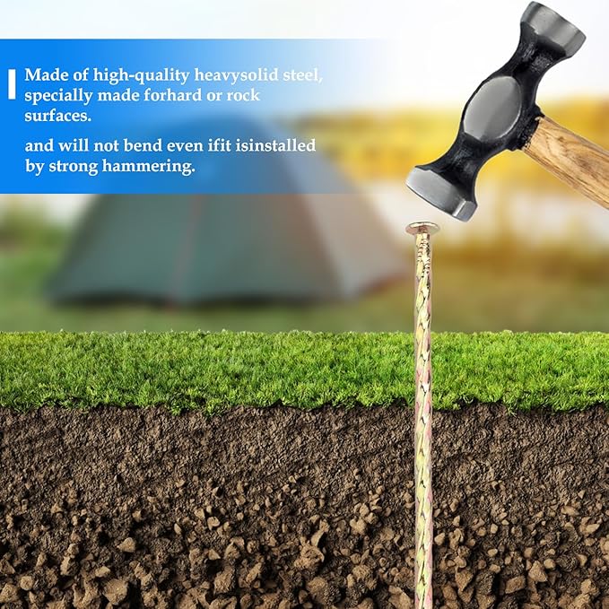 100 PCS 6 Inch Spiral Metal Galvanized Landscape Spikes, Galvanized Non-Rust Metal Garden Stakes, Garden Nails for Artificial Turf, Weed Barrier, Tent, Carpentry and More, by GENHAKON.