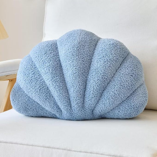 Seashell Throw Pillows, Shell Shaped Throw Pillows, 18 Inch Soft Home Decorative Pillow Plush Cushion for Bed Couch Living Sofa Room Decor Accent Throw Pillow (Dusty Blue 18Inch)