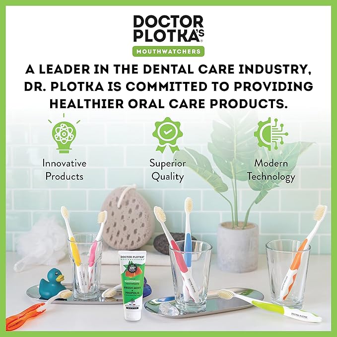 MOUTHWATCHERS Soft Flossing Toothbrushes, Value Pack of 4, Red, Manual Toothbrush for Adults, Ultra Clean, Good for Sensitive Teeth and Gums, by Dr. Plotka's