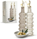 COOK WITH COLOR Glass Olive Oil Bottle Dispenser - 2 Pack- 17oz Oil and Vinegar Cruet - Olive Oil Carafe Decanter for Kitchen