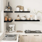 Black Floating Shelves for Wall 36 Inches Long, 12" Deep Wall Shelves 2" Thick, Heavy Duty Shelf for Bedroom, Bathroom, Living Room, Kitchen, Office, Home Decor, Modern Shelf Set of 2, 36" X 12" X 2"