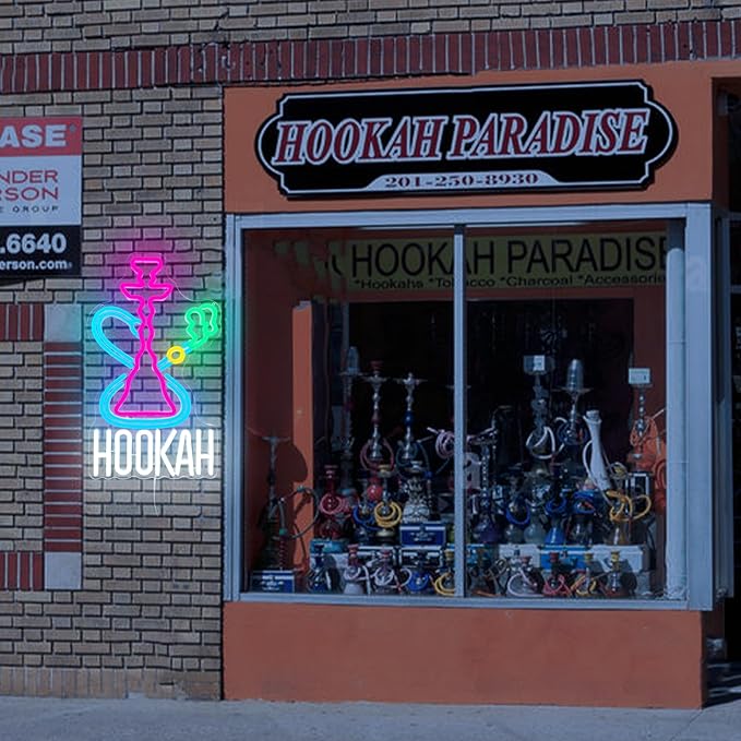 Hookah Neon Sign Nargile Lounge Sign Colorful LED Light for Shisha Bars and Lounges Decor Dimable USB Neon Signs for Man Cave,Hookah Shops,Vape Bars and Vapor Lounges(16.5 * 9.8inch)