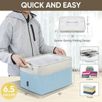 BALEINE 4 Pack Fabric Storage Bins for Shelves, Linen Storage Baskets for Organizing, Decorative Closet Bins for Clothes, Home (Skyblue, 15''x11''x9.5'')