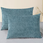 CaliTime Throw Pillow Covers Decorative 20 X 26 Inches Pack of 2 Cozy Chenille Standard Pillow Shams Cases for Couch Sofa Bed Living Room Home Smoke Blue