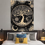 Lunerfex Tree of Life Tapestry Starry Sky Wall Tapestry, Vintage Tapestries for Bedroom Ceiling Tapestries Wall Hanging for Bedroom Living Room Decor Tree-3 44"x60"