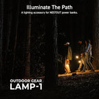 ELECOM NESTOUT Outdoor Camping LED Lantern w/ Mini Tripod, Dimmable USB Powered Soft LED Light, IP44 Water Dust Resistant, 10-350 Lumen, Portable Lamp for NESTOUT Power Bank, Beige (LAMP-1)