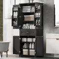 72.2" Tall Storage Cabinet with 4 Doors and Drawer, Freestanding Linen Cabinet, Wooden Pantry with Adjustable Shelf for Kitchen, Bathroom, Living Room Black