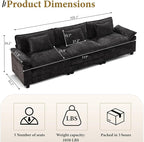 URRED Modular Sectional Sofa Comfy Cloud Couch, Modern Chenille Sofa Sleeper Deep Seat Couches with Ottoman/Pillows for Living Room (Black, 117'')