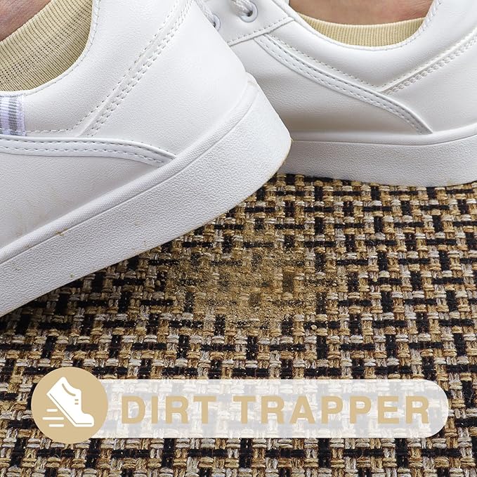 LEKEEPGO Door Mat Indoor Entrance 17"x29", Absorbent Indoor Door Mat, Non Slip Rubber Backing Inside Door Mats, Washable Floor Mat, Low-Profile Doormat for Front Door, Entryway, Entrance, Black