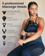 Massage Gun with Heat and Red Light Therapy,Deep Tissue Percussion Back Massager for Muscle/Neck/Body Pain Relief with Long Extension Retractable Handle,32-Speeds,Foldable,5 Adjustable