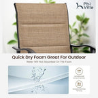 PHI VILLA 5 Piece Outdoor Bar Set, High Top Patio Dining Table and Chairs with 4 Swivel Padded Bar Stools (Brown) & Wood-Like Steel Bar Table for Deck, Garden, Poolside and Porch