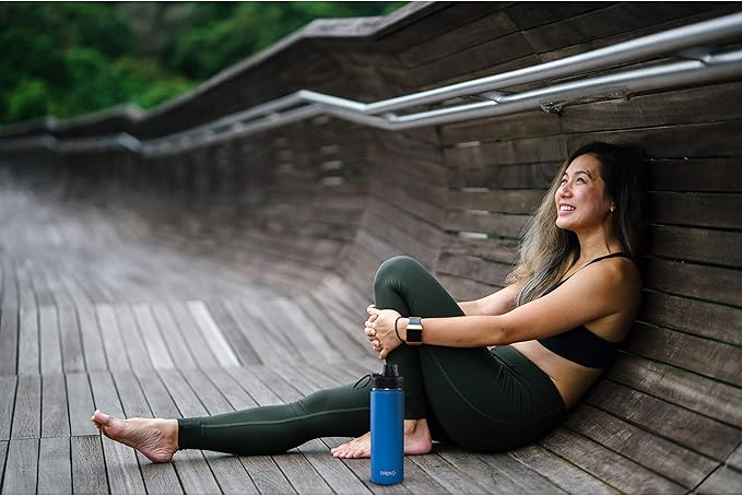 DRINCO Stainless Steel Water Bottle Spout Lid Vacuum Insulated Double Wall Water Bottle Wide Mouth (40oz 32oz 22oz 18oz 14oz) Leak Proof Keeps Cold or Hot (22 oz, 22oz Royal Blue)
