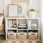 OrganiHaus Extra Large Fabric Storage Bins for Shelves 16x13in, Closet Storage Baskets for Shelf Organizing, Canvas Rectangle Bins for Organization, Linnen Baskets for Organizing - Beige/Off-White
