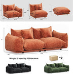 Modern Minimalist Chenille Modular Sectional Sofa, Oversized Couch and Loveseat Set with Thick Cushions, Upholstered Sofa for Small Spaces, Living Room, Bedroom, Office, Apartment(Orange,75" Loveseat)