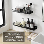 JOOM Metal Wall Floating Shelf - Metal Wall Shelf, Black Floating Shelf, Small Bathroom Shelf, (Black, 16Inch)