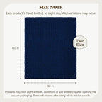 Carriediosa Chunky Knit Throw Blanket 60" X 80" Twin, 100% Hand Made Large Chenille Loop Yarn Soft Fluffy Throws for Couch Sofa Bed, Big Crochet Cozy Heavy Thick Cable Woven Blankets, Navy Blue