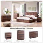 Nightstand with Charging Station, 22" Push-to-Open Bedside Table with 2 Storage Drawers, Large Modern End Table for Bedroom,Living Room,Brown