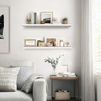Floating Wall Shelves 2-Pack - 24-Inch Rustic White Wooden Shelves for Storage and Décor, Easy Installation for Living Room, Bedroom, and Kitchen
