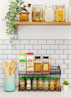 CAXXA 2 PK 2 Tier Mesh Kitchen Counter-top or Wall Mount Spice Rack Jars Storage Organizer, Bronze