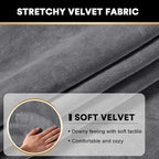 PrinceDeco Velvet Couch Cushion Cover Soft Stretch Cushion Slipcover for Chair Loveseat Sofa Cushion Furniture Protector Seat Cushion Sofa Cover (2 Piece Large Sofa Cushion Covers, Grey)