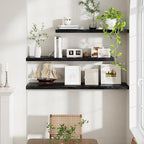 72 Inch Floating Shelves Black, 72 x 9 Rustic Wooden Fireplace Mantel, 9 Inch Floating Shelf for Wall, Farmhouse Wall Shelves for Home Storage & Display