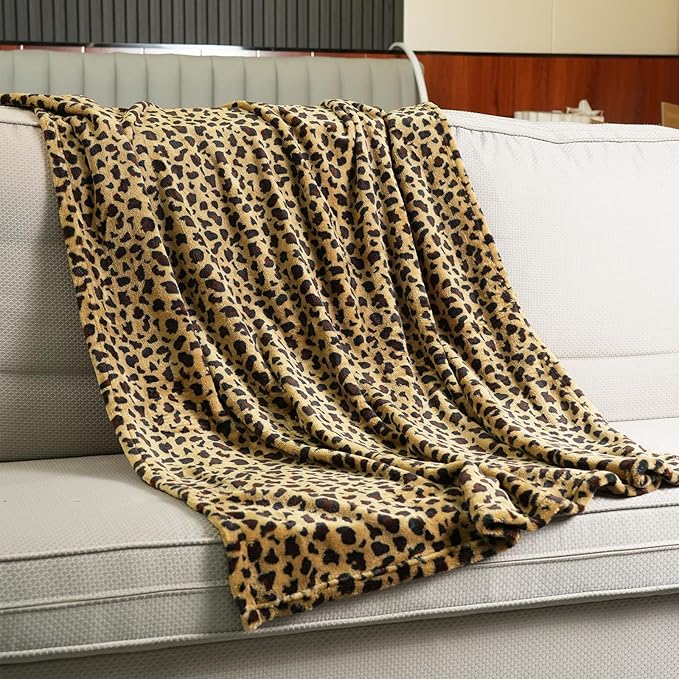 MERRYLIFE Leopard Throw Blanket Decorative Fleece Throw | Ultra-Plush Colorful Girls Boys | Couch Blanket Travel Lap | (40" 50", Cheetah)