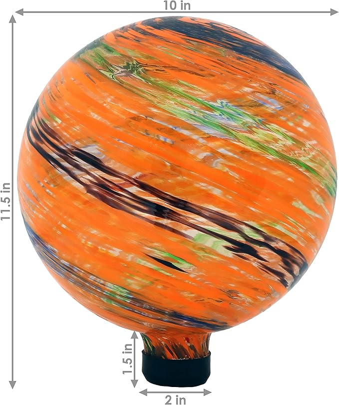 Sunnydaze 10-Inch Gazing Ball for Garden - Glass Gazing Globe for Outside - Garden Orb Yard Decor - Sunset Sky - Set of 2