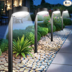 12 Pack Solar Pathway Lights Outdoor, 12 Brighter LED Solar Lights Outdoor Waterproof, Up to 12 Hrs Modern Path Light for Yard Garden Walkway Driveway Lawn, Cool White