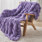 Lotus Karen Faux Fur Throw Blanket Purple - Big Bubble Rabbit Fluff Blanket for Couch Bed Sofa,Softest Fluffy Fuzzy Cozy Blanket,Thick Furry Plush Shaggy Warm Blankets for Women,60x80 Inches