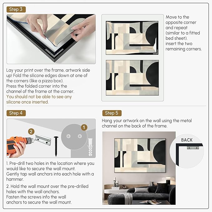 SIGNWIN 46"x72" Extra Large Framed Wall Art Modern Neutral Abstract Geometric in Black and Beige, Clean Minimalist Design for Home Living Room Bedroom Decor (Frame Assembly Required)