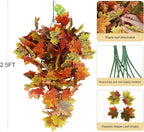 RECUTMS 2pcs Artificial Hanging Maple Leaves Plants Fake Fall Vines Plants Faux Autumn Hanging Fall Artificial Mums for Indoor Outdoor Thanksgiving Party Wedding Home Wall Door Decor(Green Yellow)