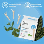 The Humble Co. Floss Picks (200 Count) – Plant Based Dental Floss Picks with Grip Handle for Superior Oral Care, Dental Hygiene, and Gum Health, Cruelty Free Tooth Floss Picks (Mint)