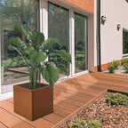 Corten Steel Planter Box Large Outdoor Planter Square Cube Planters Rustic Metal Garden Flower Pot 24 Inch Durable Antique Detached for Commercial Residential Patio Deck and Yard