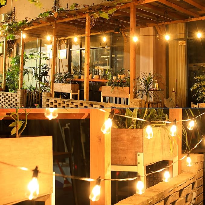 Outdoor Patio String Lights, 240FT LED with 120+4 ST38 Vintage Edison Bulbs, Waterproof Connectable Hanging Lights for Outside Backyard Bistro Porch (120FTx2)