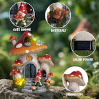 Hodao Spring Garden Mushroom Gnomes Decorations Mushroom House Ornaments Decor for Porch, Garden Yard Spring Lighting House for Outdoor Decor Birthday Gifts for Mom, Grandma,Women